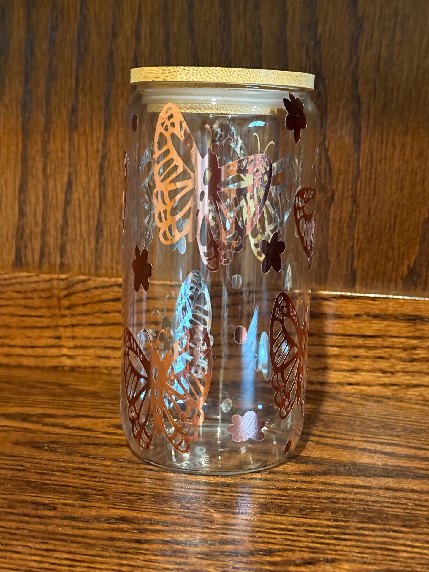 buterflies glass can