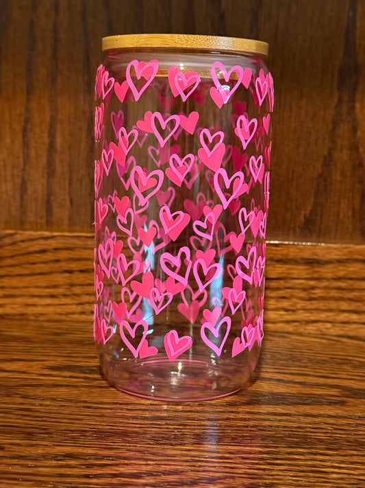 hearts glass can